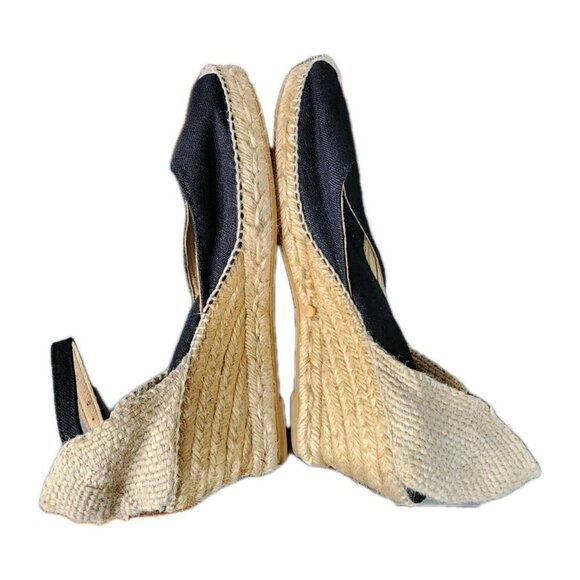 Toni Pons Women's Caldes Espadrille Linen Spain Black Wedge Sandal Size 8 - Picture 6 of 10